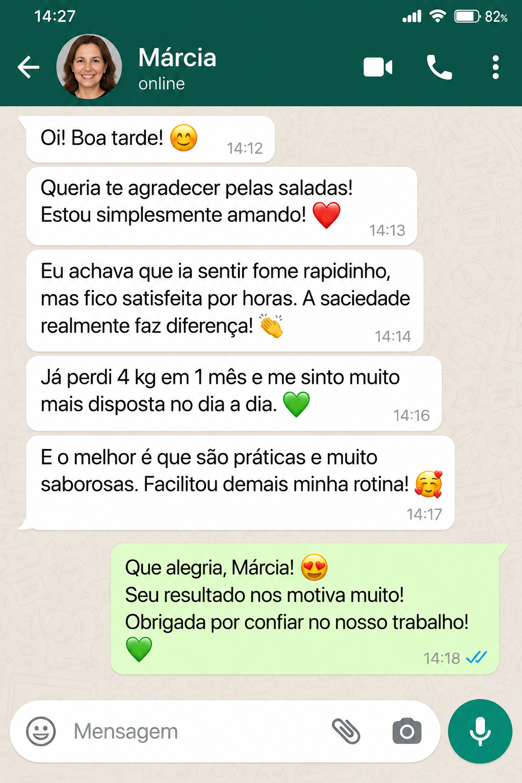 Depoimento de Márcia sobre as saladas no pote